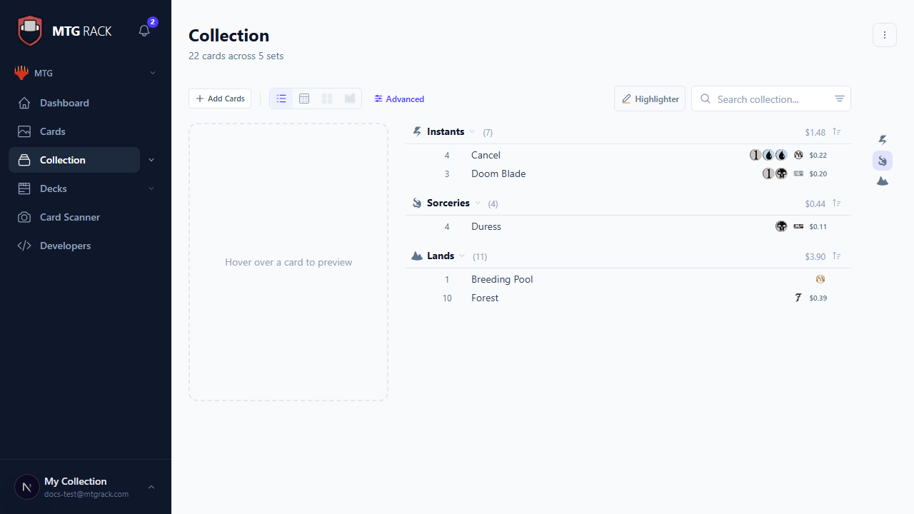 Print preview showing a paginated collection list